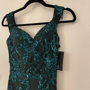 NWT Emerald green off the shoulder gown